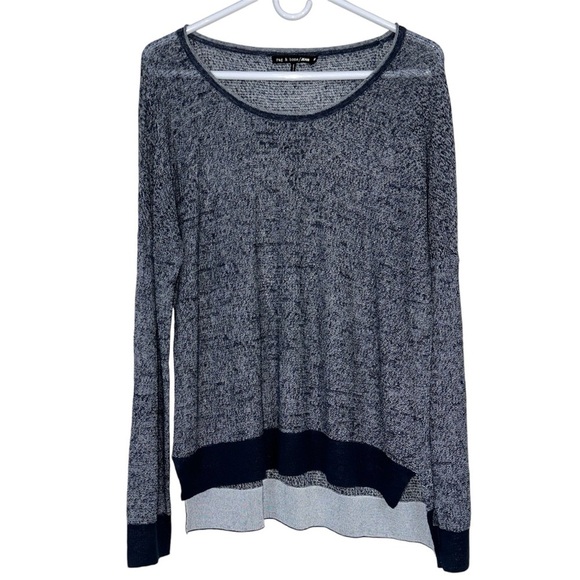 Rag & Bone Skye Linen Pullover In Navy - Picture 3 of 8